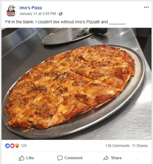 Imo's Pizza Facebook Post