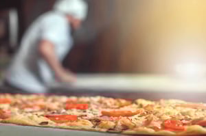 pizza kitchen blurred background